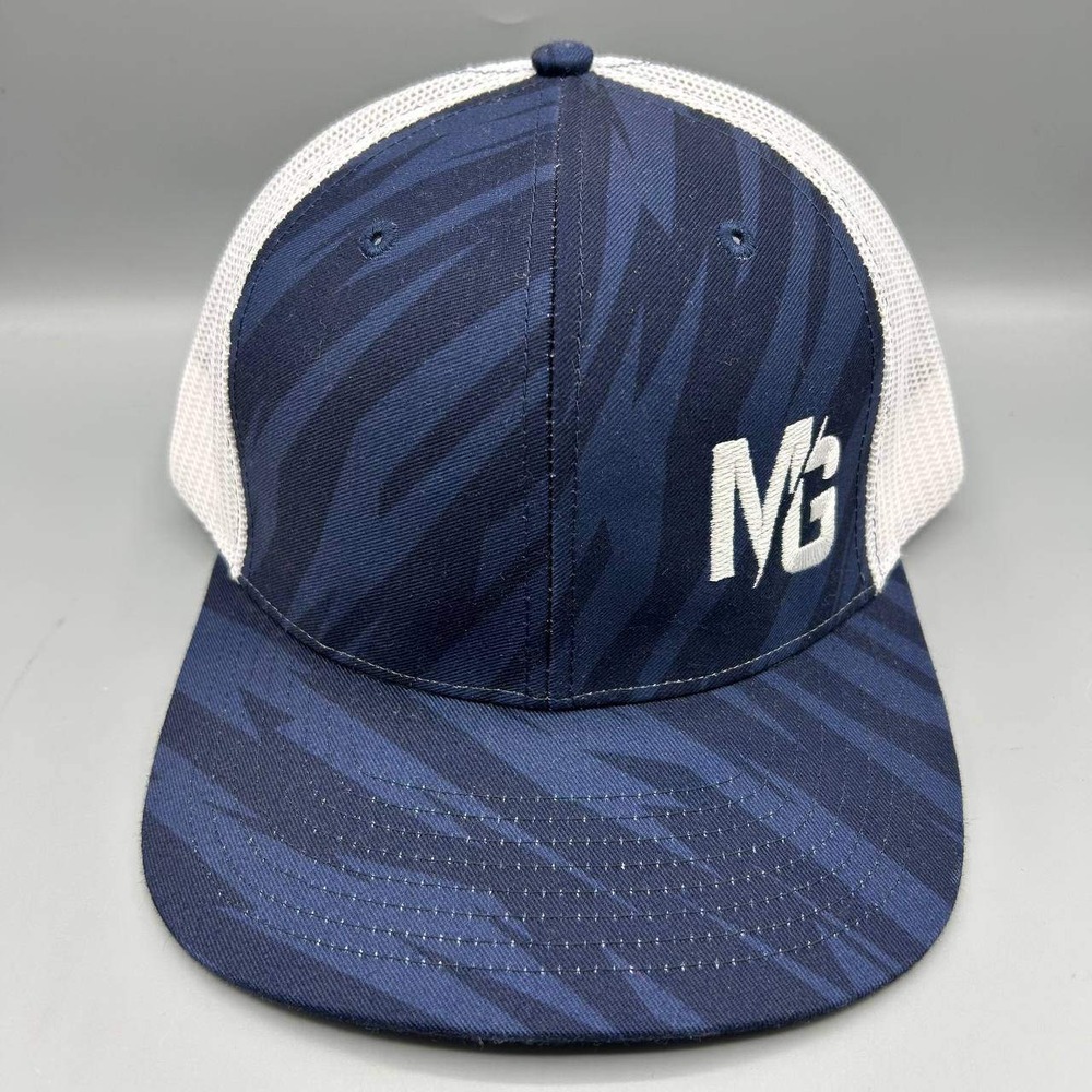 Richardson Trucker Hat Men Blue White Embroidered Strap Back Cap